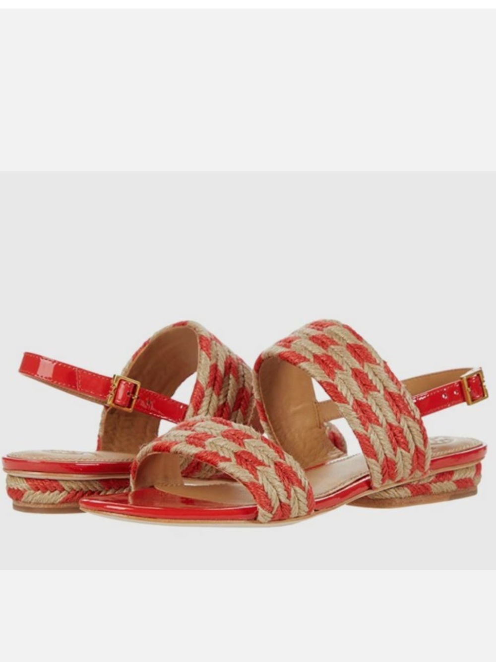 Tory Burch Red and Tan Espadrille Sandals